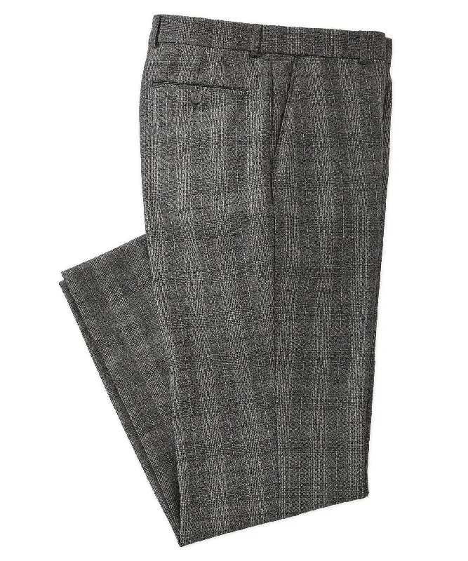 Stylish Plaid Flannel Pants for Cozy Days-Wool Saxony Check Flat-Front Pant