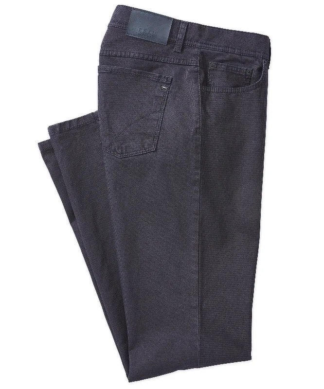 Durable Work Pants for Heavy-Duty Tasks-Brax Marathon Micro Check Cotton Stretch 5-Pocket Pant