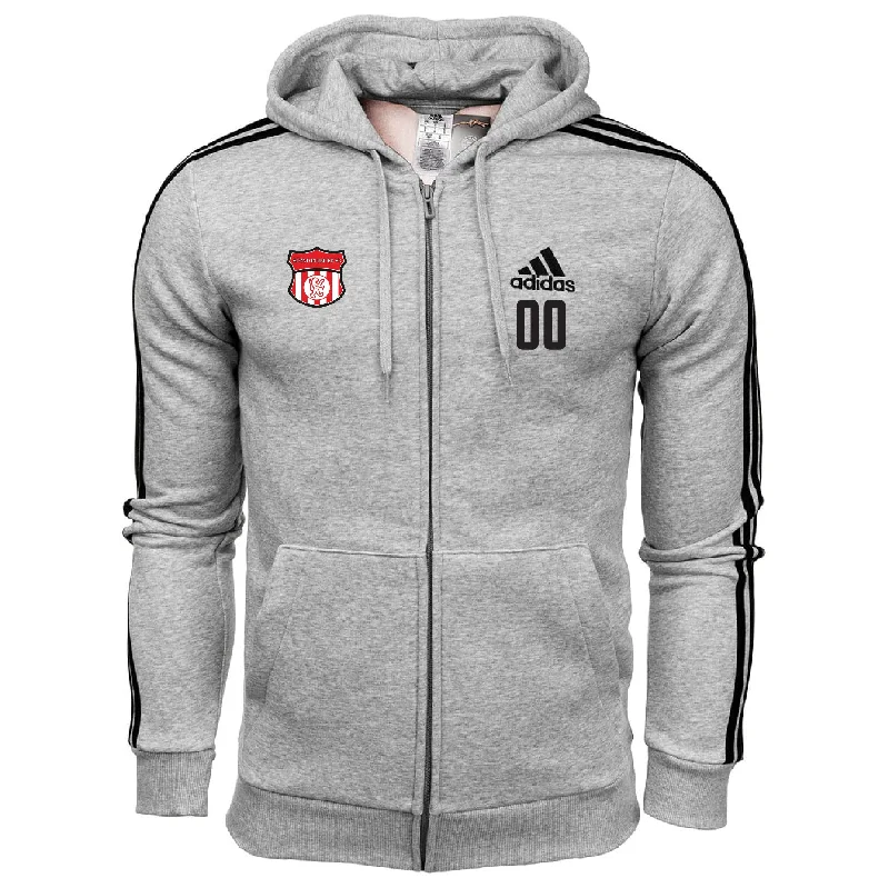 Warm Pullover Hoodie for Outdoor Adventures-Boynton United Fan Store adidas Three Stripe Fleece Hoodie - Grey