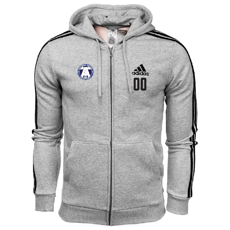 Trendy Monochrome Hoodie for Simple Looks-FTA adidas Three Stripe Fleece Hoodie - Grey